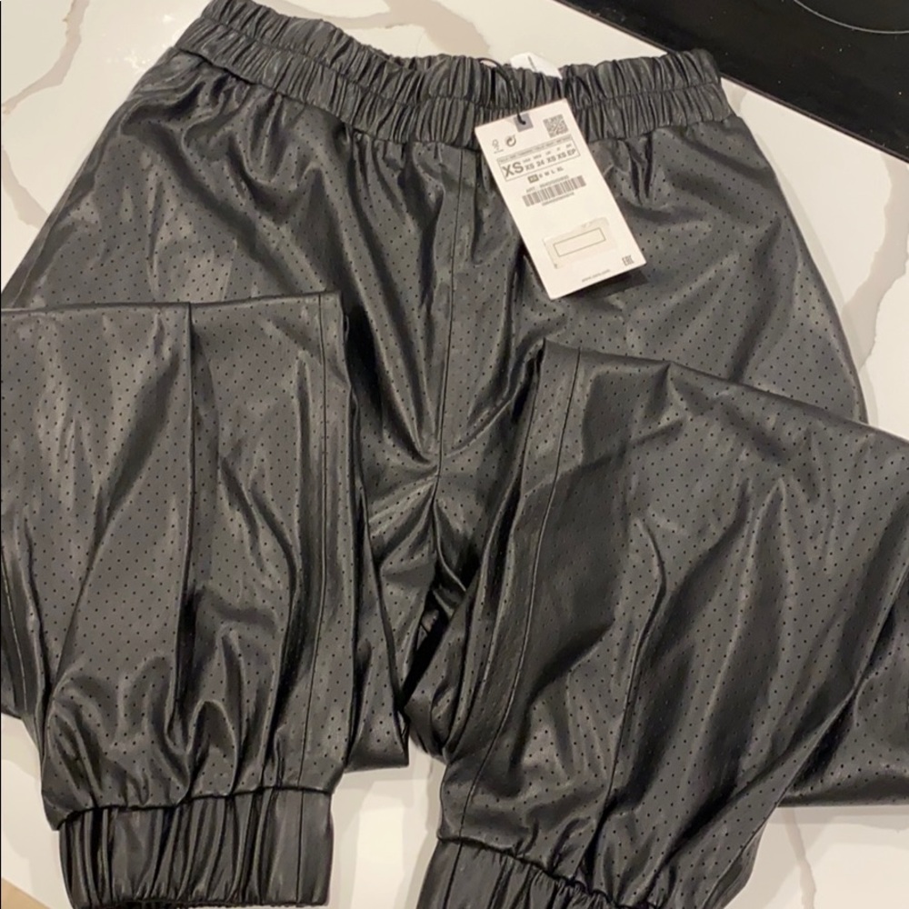 NWT Zara Faux Leather Joggers XS